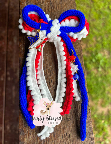 USA- RWB boujee fringe bow