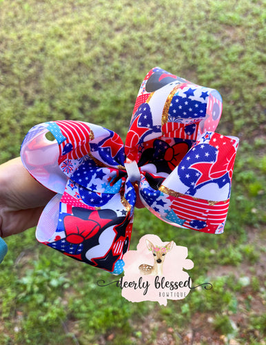 USA- Patriotic mouse ribbon bow