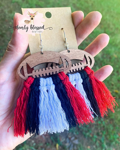 Football macrame earrings