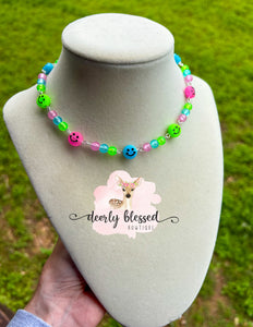 Neon smiley necklace