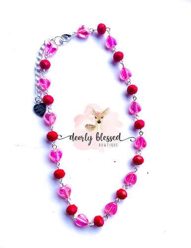 Loved- Pink heart necklace