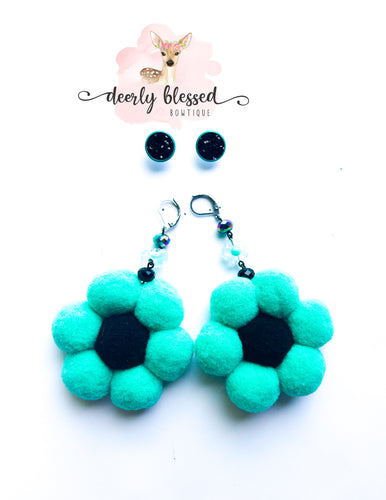 Bible- Turquoise & black earrings