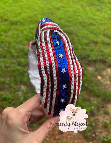 Sequins patriotic headband- USA