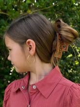 Load image into Gallery viewer, Leather tooled cross claw clip