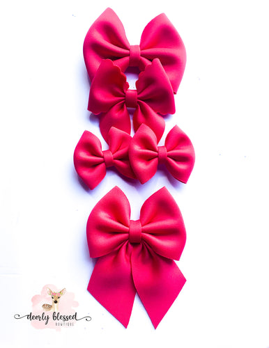 Coral- Coral puff bows